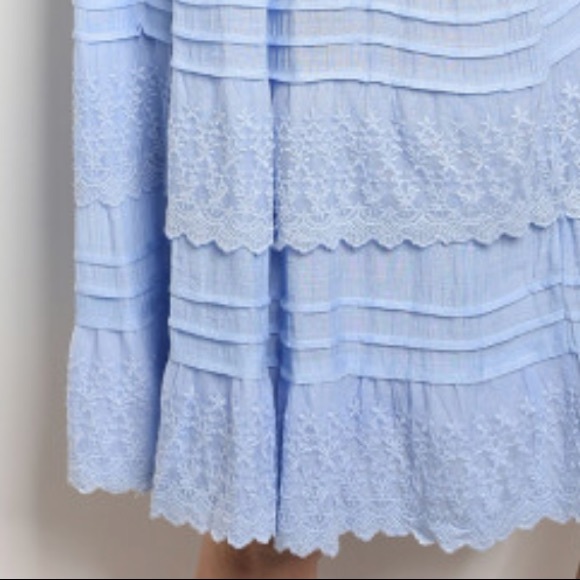 LAST1️⃣//RUFFLES & LACE OFF SHOULDER BLUE DRESS - Picture 5 of 9